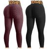 2PC Women Fashion Print Yoga Pants Plus Size Casual High Waist Sport Pants