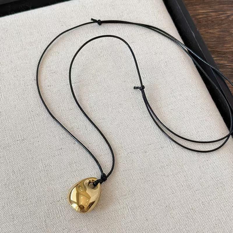 Retro Tiger's-Eye Stone White Spotted Water Drop Grape Cluster Pendant Necklace Female Adjustable Long Pull Necklace Jewelry