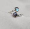 Labradorite Heart Sterling Silver Ring: Adjustable Boho Jewelry
