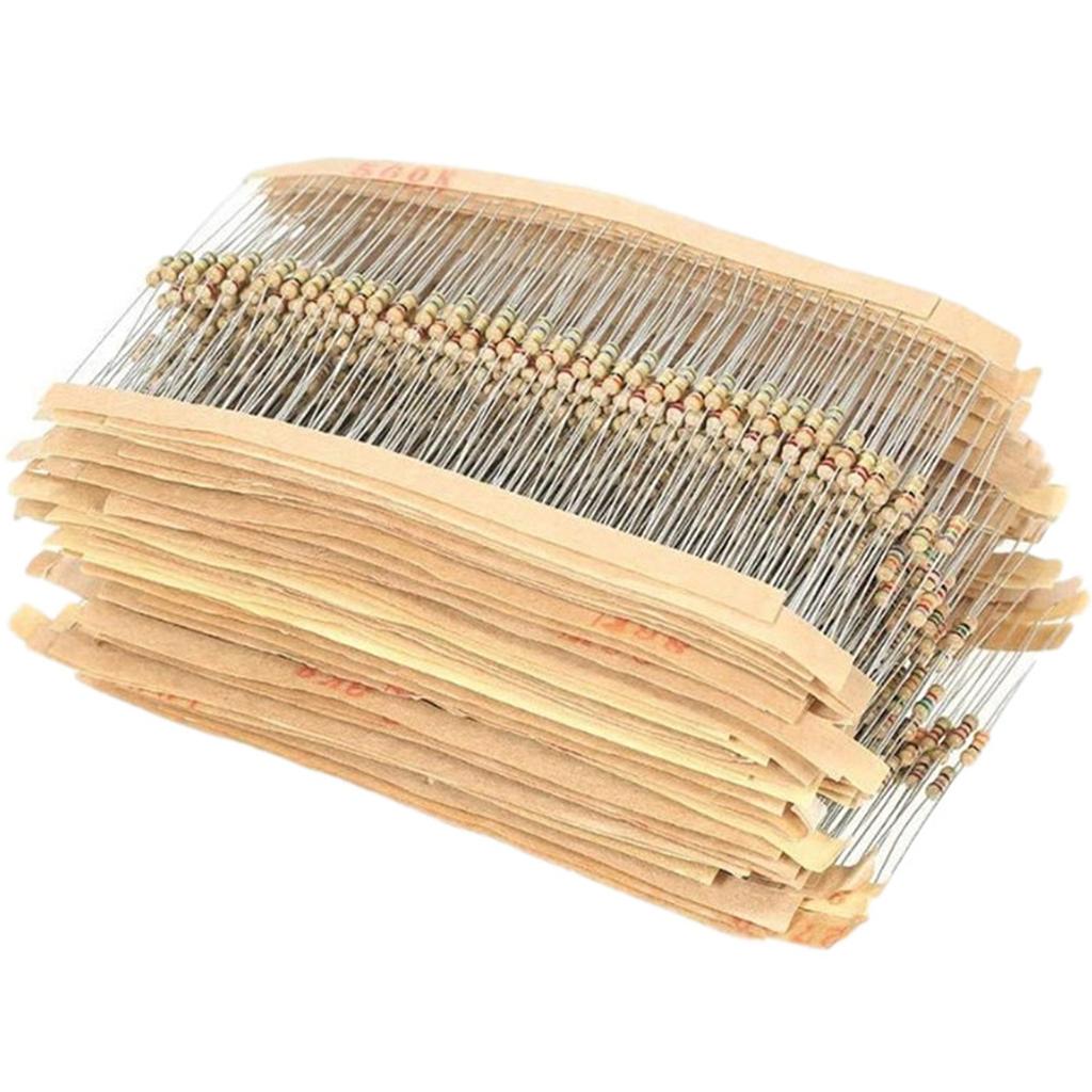 1500pcs 1/4W Carbon Resister 5percent 1R~10M Plug-in Resistance Elements Package Carbon Film Resistors