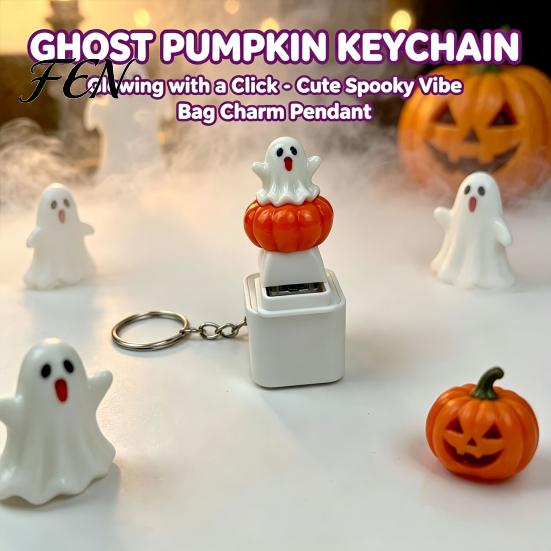 Novelty Keychain for Kids Halloween Fidget Toy with LED Light, Pumpkin Ghost Skull Sound Unique Birthday Gift Boys Girls Button, USB Rechargeable