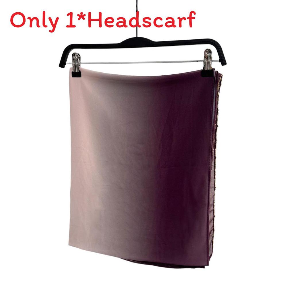Long Scarf With Gradient Pearl And Metal Embellishments For Women