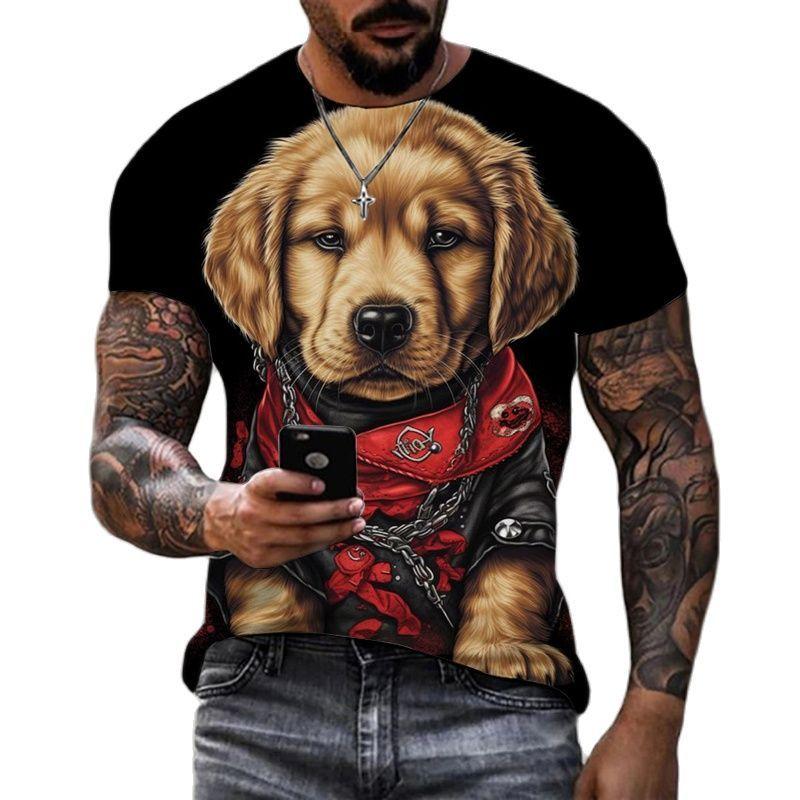 Футболка для мужчин, хип-хоп тренд, топ в стиле Харадзюку с принтом бульдога, летняя футболка с короткими рукавами, повседневные футболки большого размера с круглым вырезом, забавная одежда