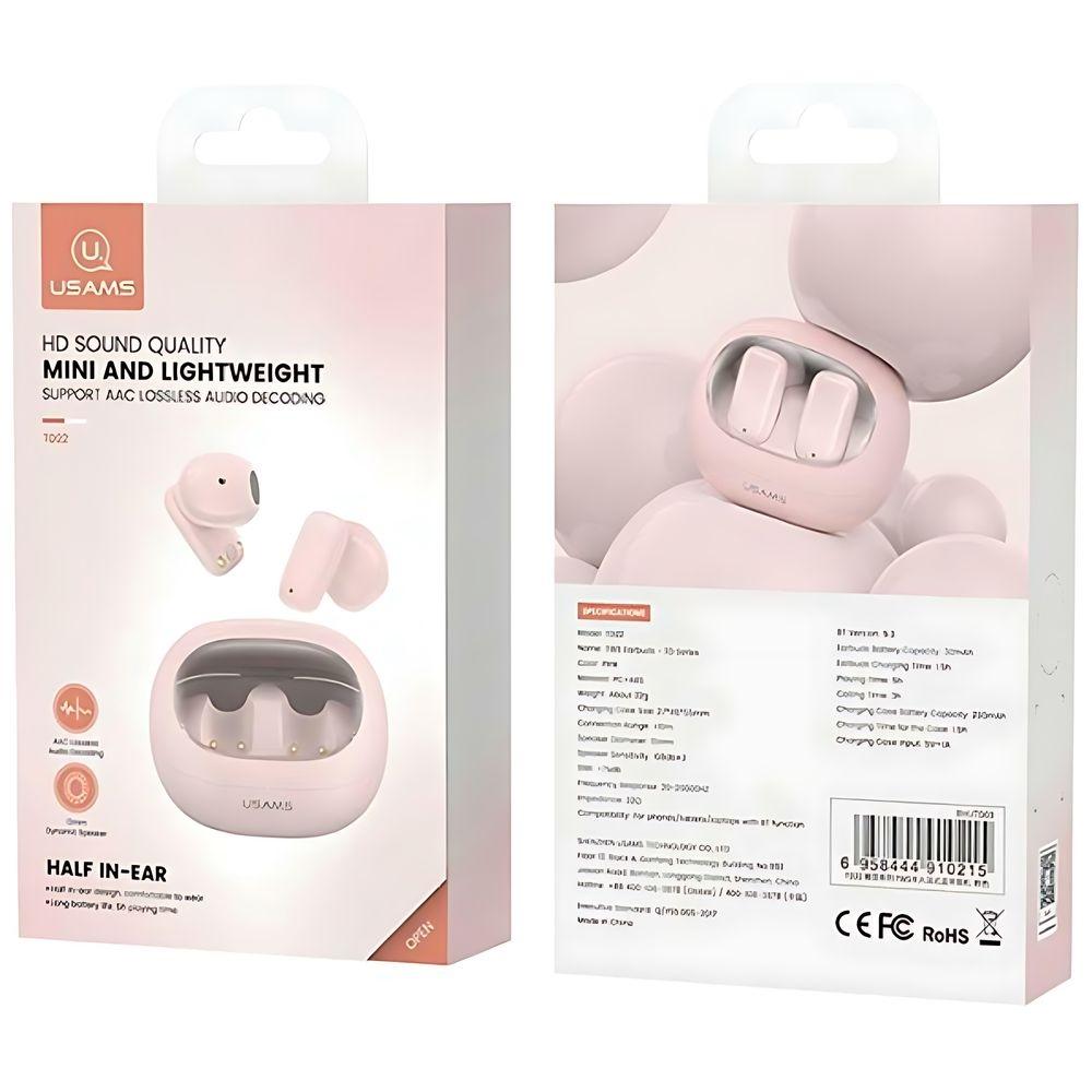 USAMS Bluetooth-наушники 5.3 Серия Twstd Беспроводные Розовый/Pink Bhutd03 (Td22)