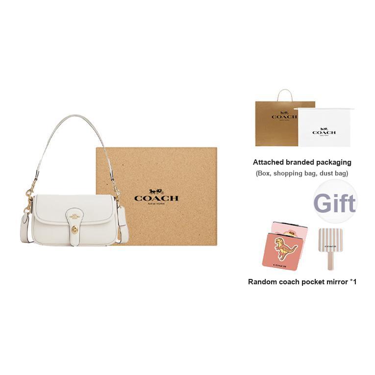 Coach Hadley 25 Metal Logo Turnlock Closure Leather Crossbody Shoulder Bag Medium Women bags White CY683-IMCHK