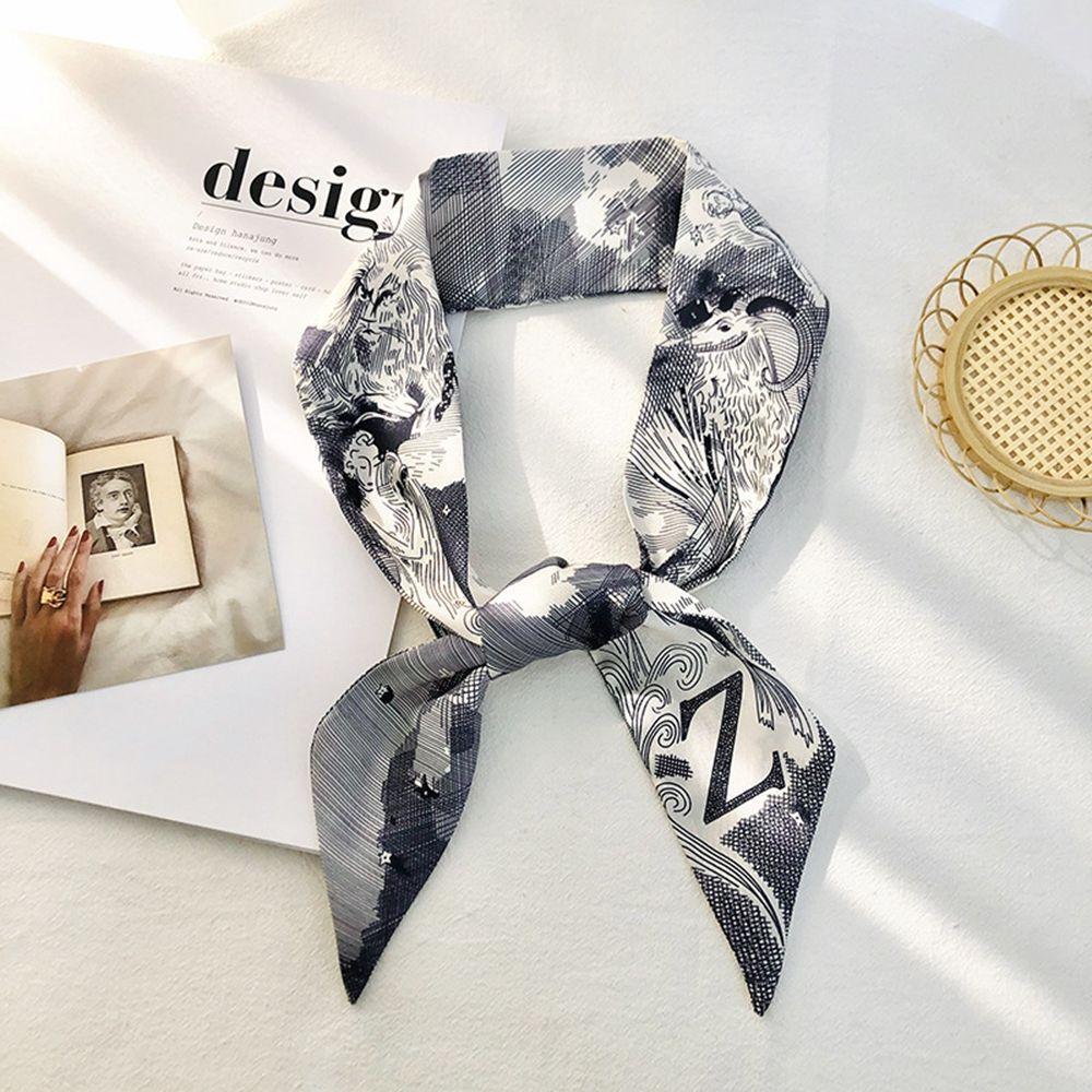 Шелковый шарф с цветочным принтом, шарф для волос, шелковый шарф, повязка на голову, женский головной убор, повязка на голову в корейском стиле