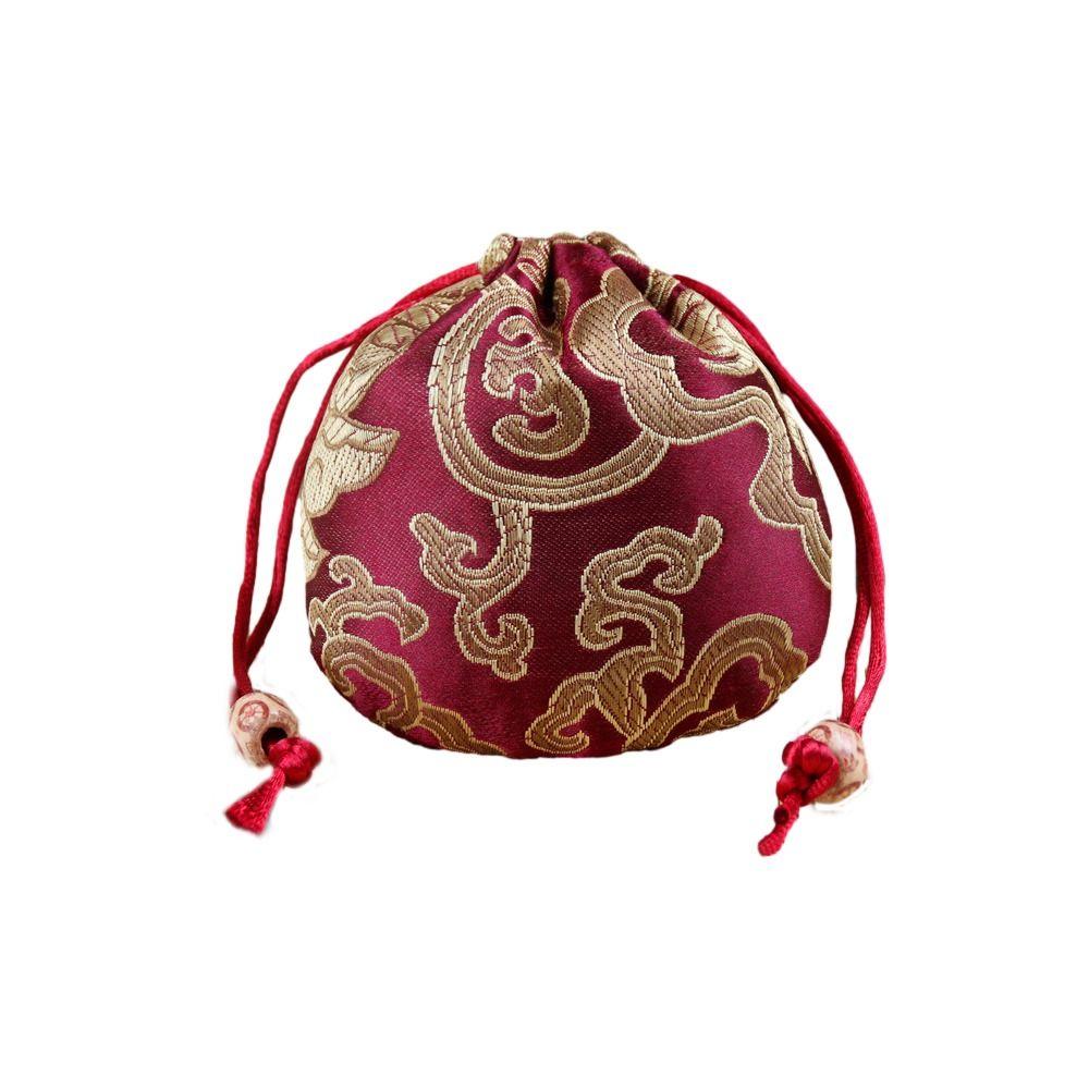Chinese Style Embroidery Flower Drawstring Bag Jewelry Packing Bag Festive Sugar Bag Daily