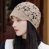 Women's Handmade Hollow Knit Visor Beanie Short Brim Face Slimming Head Wrap Hat Elegant Hair Loss Covering Cap