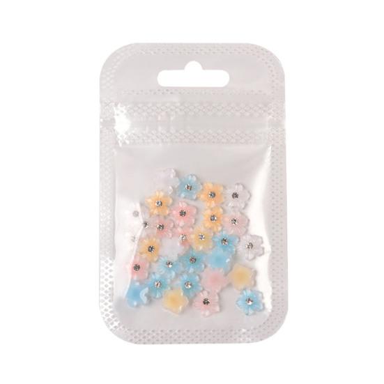 30Pcs/Pack Flower Lovely Charms Colored Shiny Rhinestones Nail Resin Craft DIY Nail Art Accessories 3D