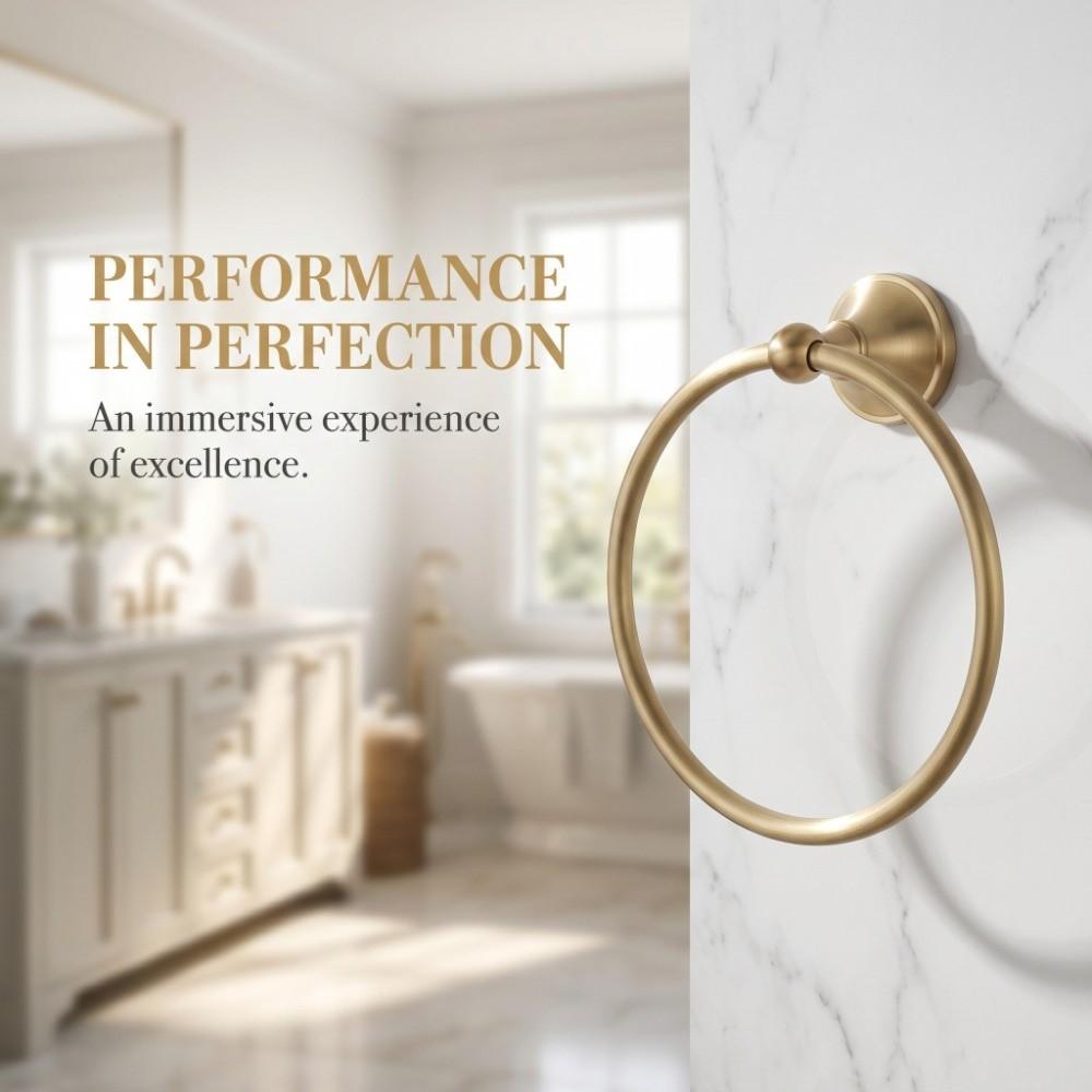 Copper Towel Holder Round Towel Hanger Durable Towel Ring Bathroom Shower Kitchen