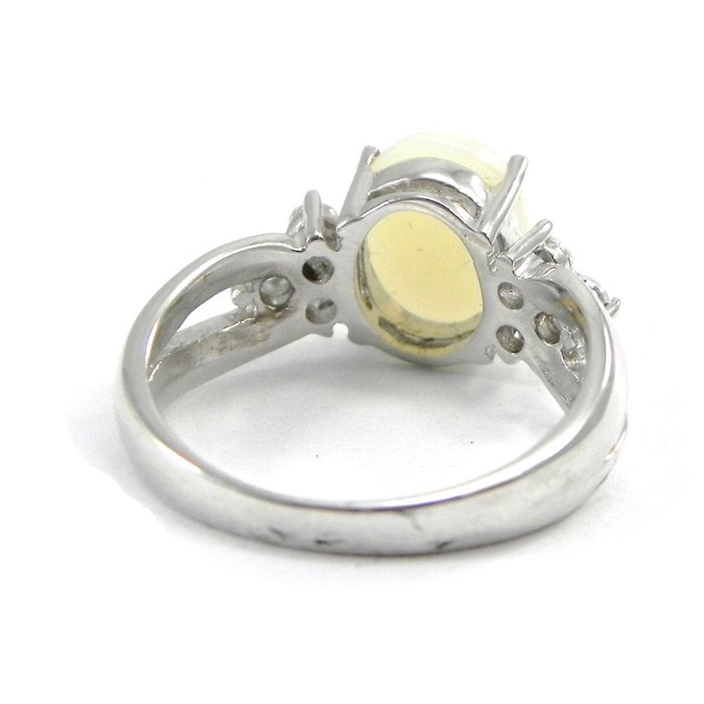 Silver Ring 'Goddess Opal' White Silver (rhodium) - 18x10 Mm