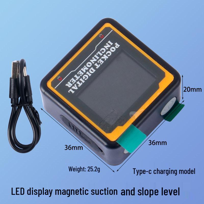 Magnetic Digital Protractor with LCD Display - 90° Portable Angle Finder