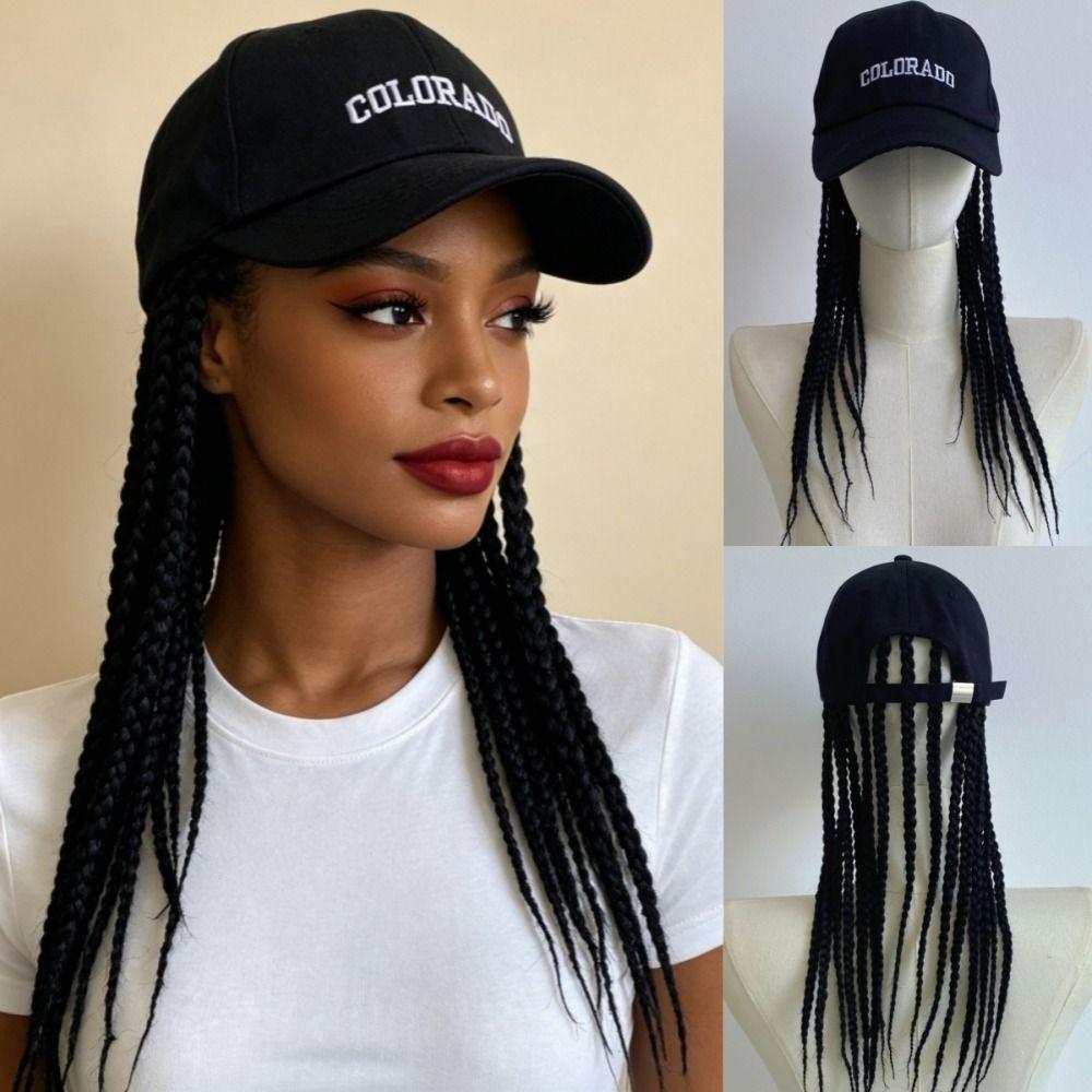 Visors Hats Black Baseball Cap with Dreadlocks Long Dirty Braid Hip Hop Hat Summer
