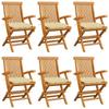 Day and Night - Day and Night Garden Chairs 6 Units Teak Wood with White Cream Cushions