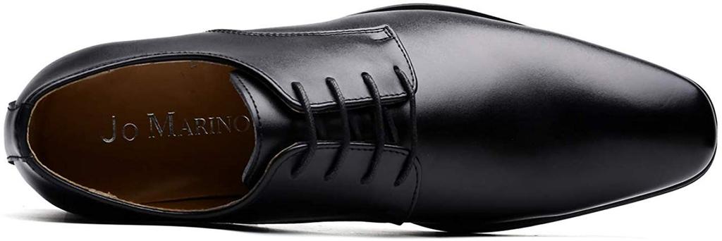 Jo Marino Genuine Leather Men's Business Dress Shoes, Wingtip, Non-Slip, Water-Repellent, All-Season, Size 1192 (Black, Size 25.5)