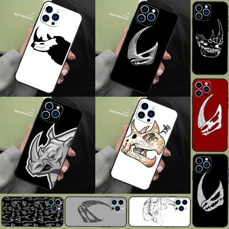 Чехол Funda с черепом носорога Mudhorn для iPhone 16 Pro Max 15 14 11 12 13 Pro Max Mini XR 16e 16 15 Plus