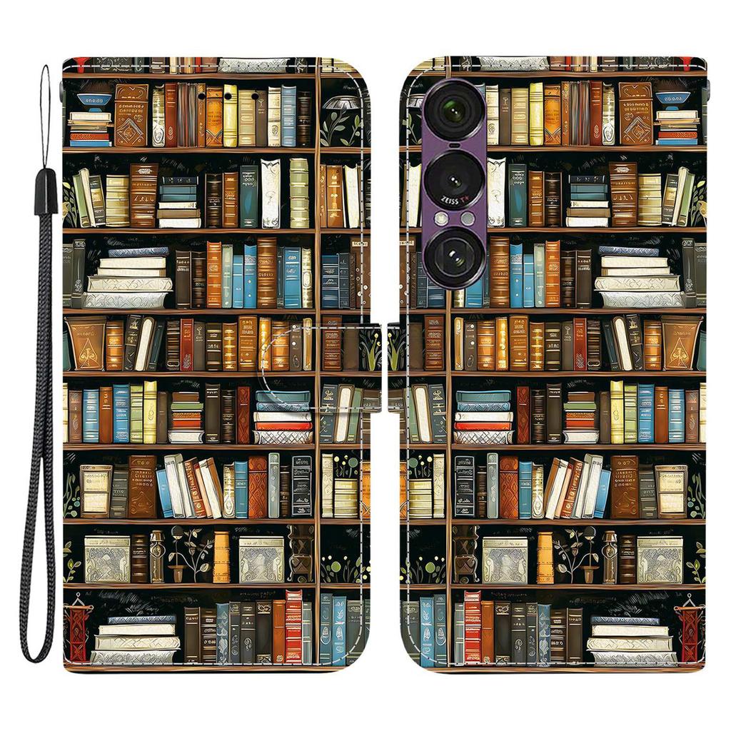 Кожаный чехол-книжка с подставкой и кошельком с рисунком для Sony Xperia 1 VII, чехол для телефона с ремешком на запястье