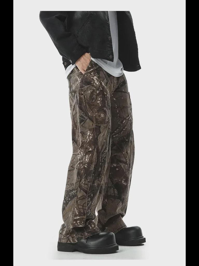 Мужские прямые свободные брюки карго Muqiu камуфляжной расцветки – повседневный стиль для улицы