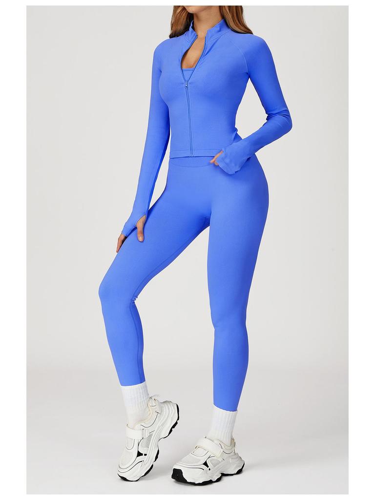 Женская бесшовная спортивная куртка ZeChuang с воротником-стойкой, облегающая, для йоги - ветрозащитная, теплая, спортивный топ для бега