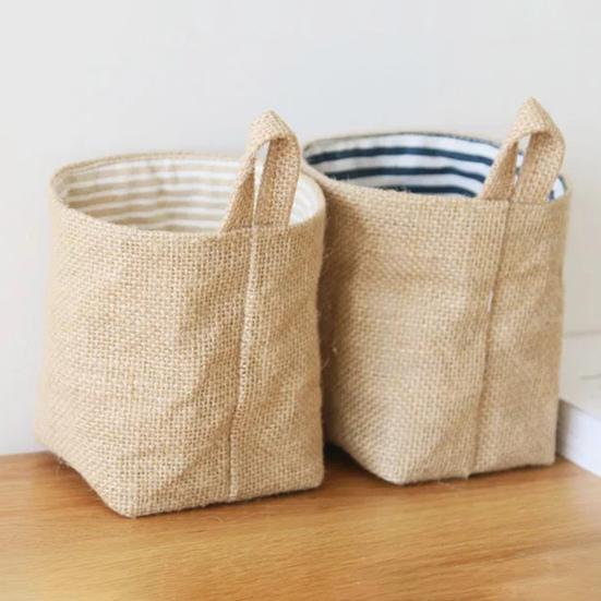 Хлопково-льняной подвесной органайзер для хранения, настенная корзина для хранения, маленькая складная сумка для хранения с ручкой для ключей, игрушек, косметики