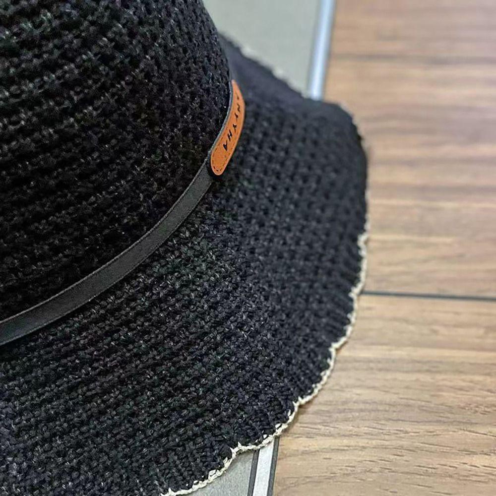 Складная панама Дышащая пляжная кепка Широкополая шляпа рыбака Женская Девичья