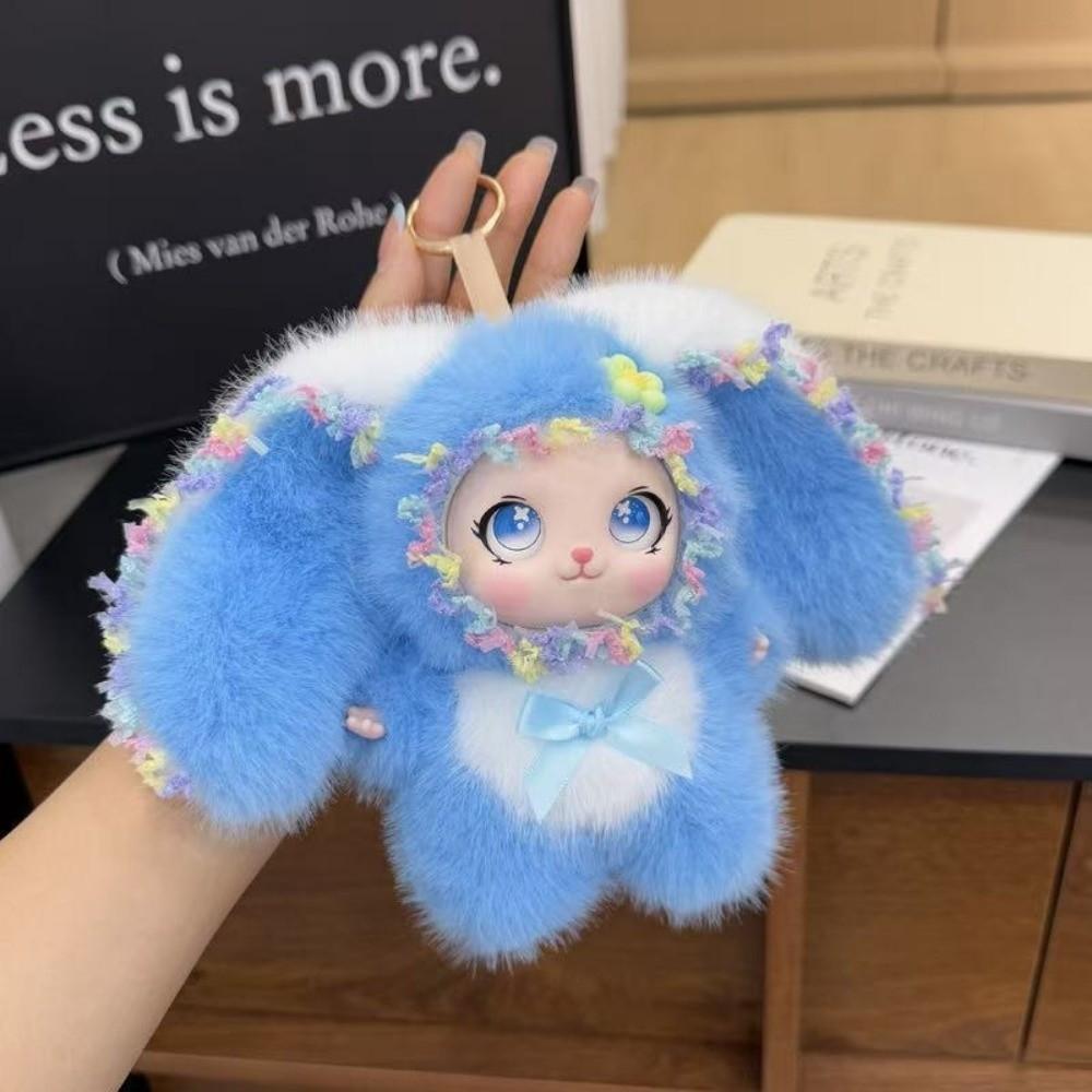 Big Ear Bunny Key Chain Ornaments Plush Doll Pendant Delicate Car Key Ring Christmas Gift