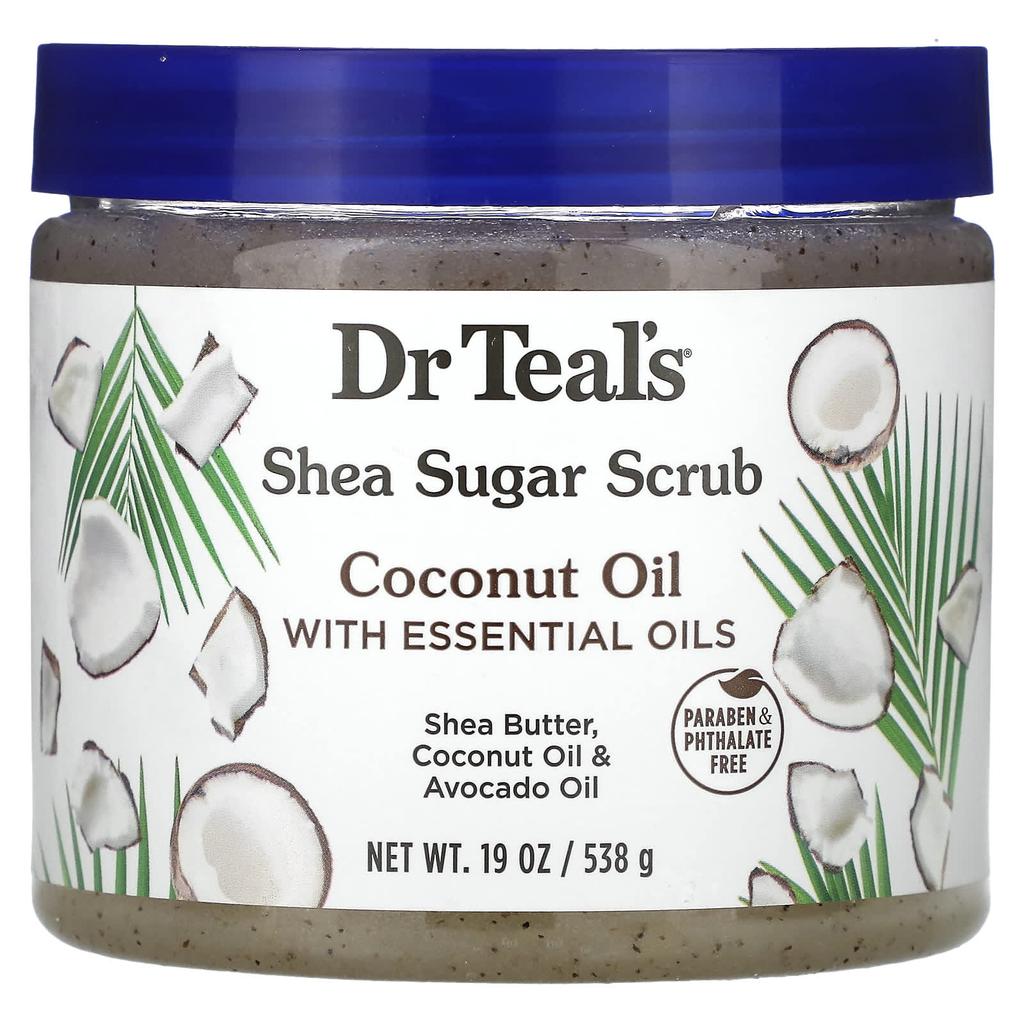 Dr. Teal's Shea Sugar Scrub, Coconut Oil and Essential Oils, 19 Oz (538 G)