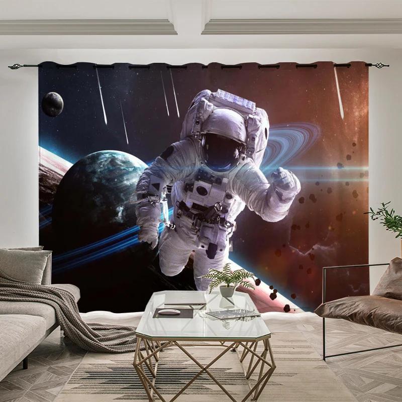 Nordic Modern Science High Shading Curtain Technology Background Space Astronaut Детская комната Мальчик Спальня Игровой зал Штора
