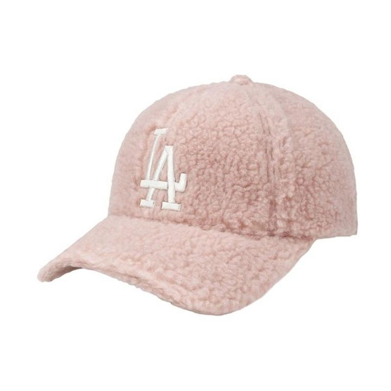 MLB Lambskin LA label polyester baseball cap for men and women, pink 32CPDI911-07P