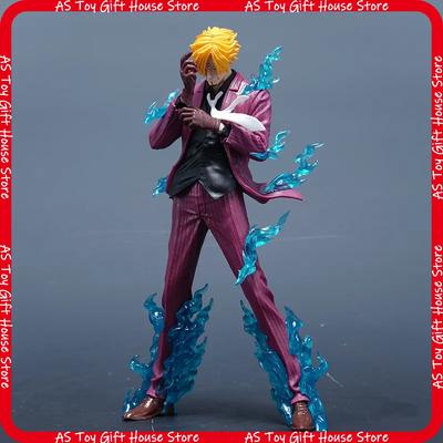 Продажа Sky Painted One Piece Санджи GK Ручная работа Модель Анимация Периферия Настольное украшение Коллекционная Фигурка Синее Пламя