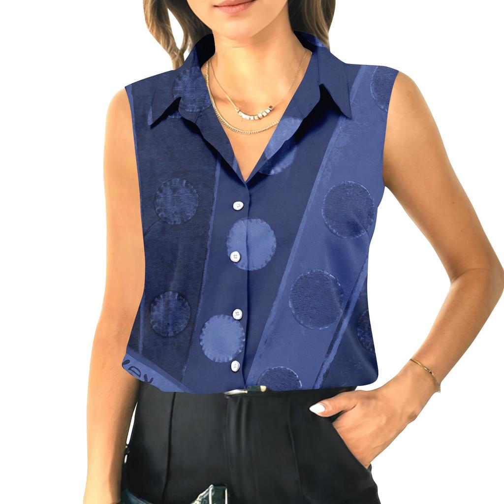 Женский летний свободный топ без рукавов с воротником-стойкой