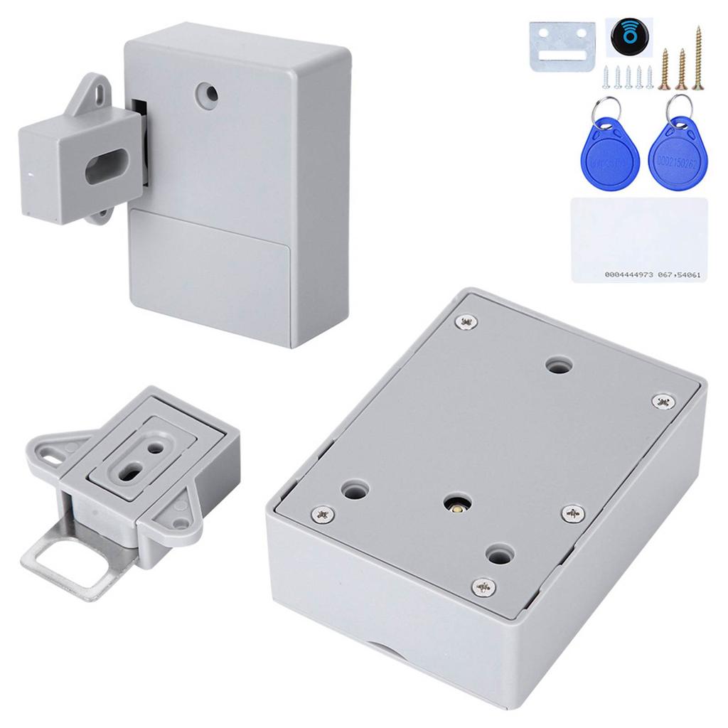 125KHz Smart Cabinet Lock Electronic RFID Card Opening No Drill for Wardrobe Sauna LockerGray