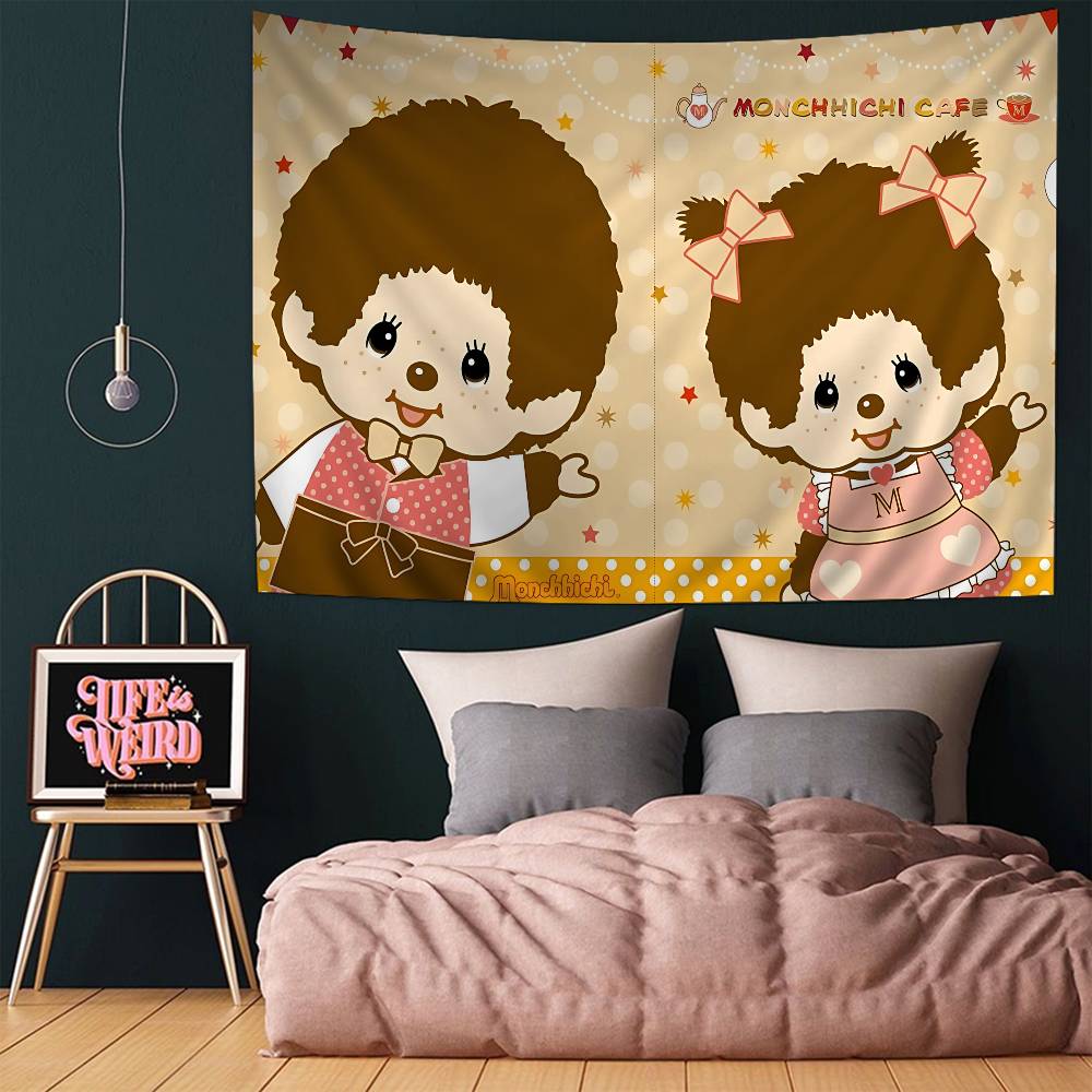 Popular Logo MMonchhichi Fashion Chart Tapestry Art Science Fiction Room Home Decor Cheap Hippie Wall Hanging
