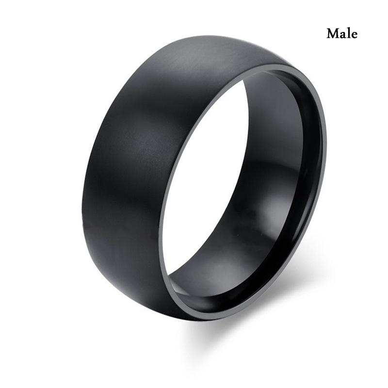Charm Couple Rings Romantic Black Rhinestones Female Rings Set Simple Wide Stainless Steel Men Black Ring Wedding Band Jewelry