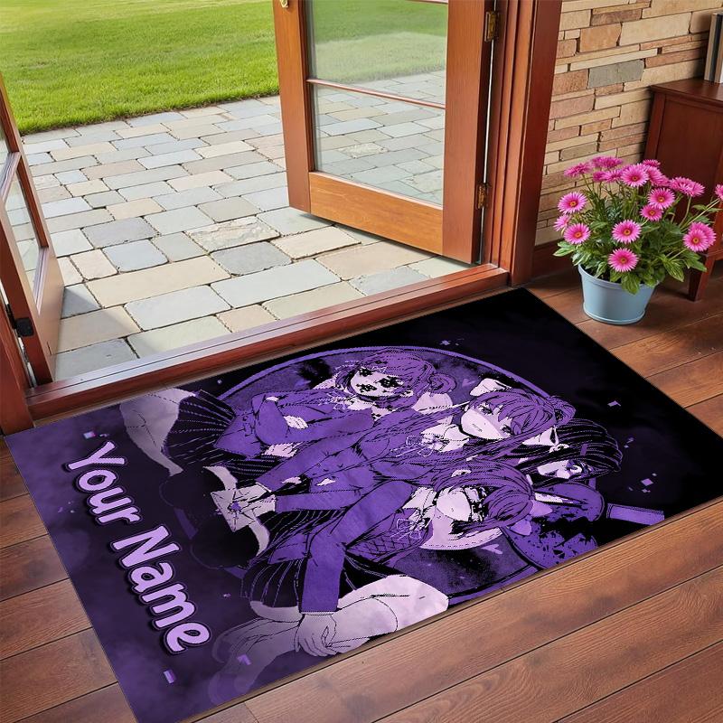 Crystal Velvet Rug Custom Name Text, Soft Non Slip Floor Mat Home DecorDoki Doki Literature Club