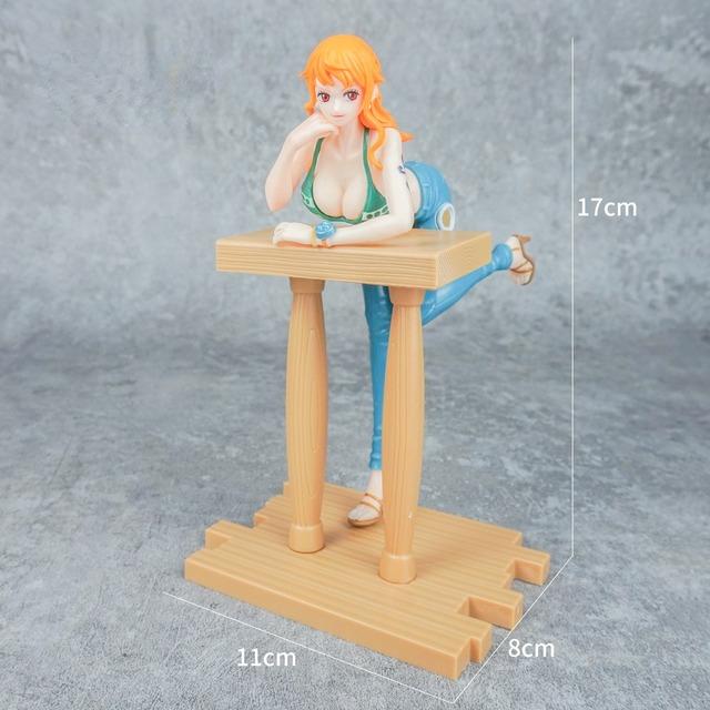 Anime One Piece Luffy Ace Nami Hancock Figure Bar Position Sitting Posture Action Figure PVC Model Doll Collection Toy Gift Kids
