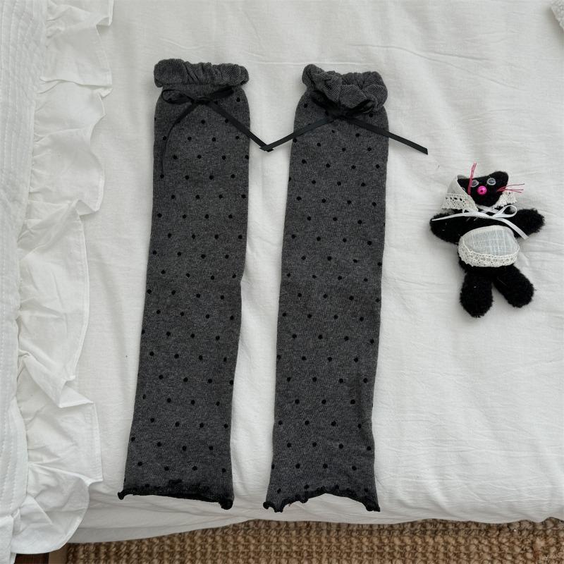 2 пары ретро носков в горошек, махровые носки с бантом, носки двойной вязки, утягивающие гетры для женщин