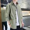New Spring and Summer Men's Lining Seven-minute Sleeve Workwear Solid Colour Loose Shirt Short