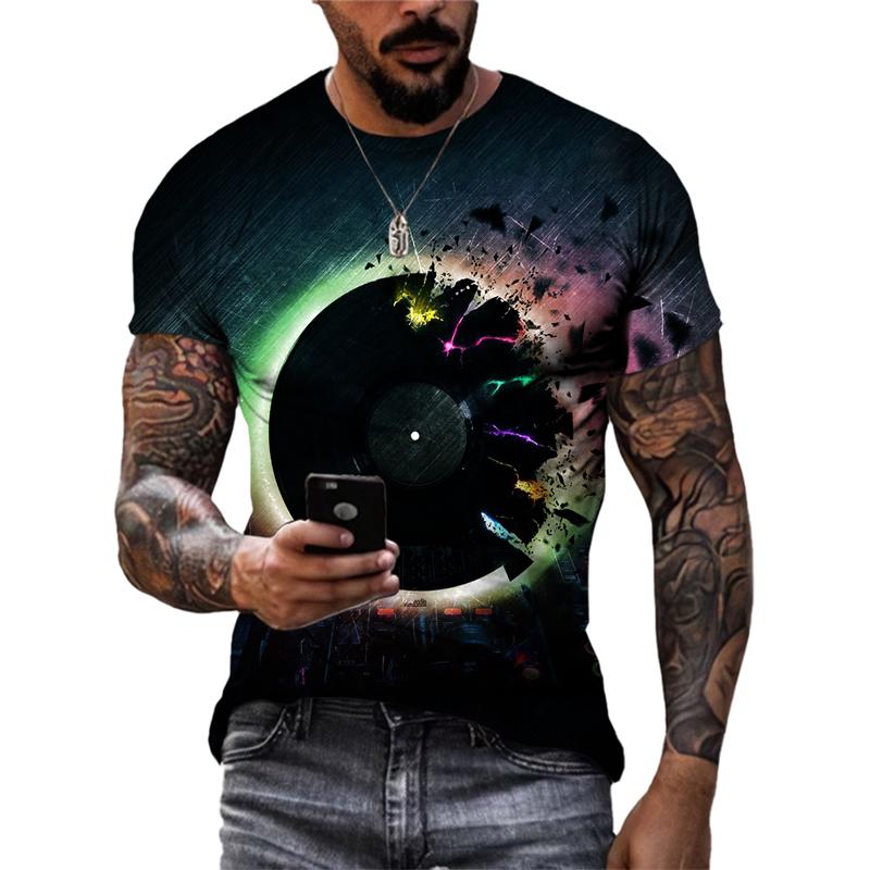 Летняя мода, новые музыкальные элементы, графические футболки, мужские тенденции, хип-хоп, уличный стиль, крутая футболка, футболки в стиле Харадзюку с 3D принтом, топы