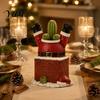 Christmas Gift for Gardeners Santa Claus in Smokestack Flower Pot Ornament, Resin Decorative Plant Unique Holiday Table Centerpiece Container,