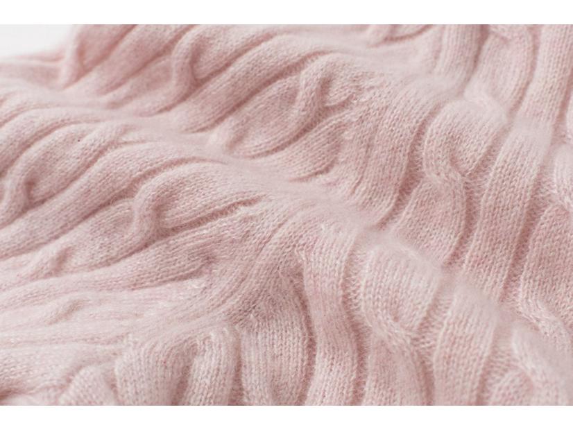 Women's 100% Pure Cashmere Cable Knit Lapel Sweater - Slimming and Versatile Pullover