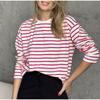 2025 Весна Осень Длинные Рукава Полосатые Футболки Женские Базовые Повседневные Топы Женские Уютные Свободные Хлопковые Футболки Футболка Новая