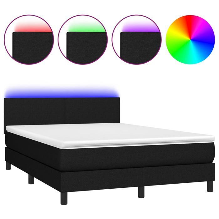 Maison Exclusive - Sommier à lattes de lit avec matelas LED Noir 140x190 cm Tissu