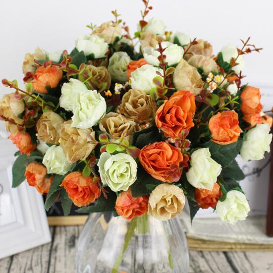 1 букет 21 голова искусственная роза шелковый цветок лист домашний декор свадебный декор