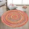Aizza Trends Indian Handmade Braided Multi Cotton with Natural Jute Area Rug- Jute Rug- Dining Room- Living Room