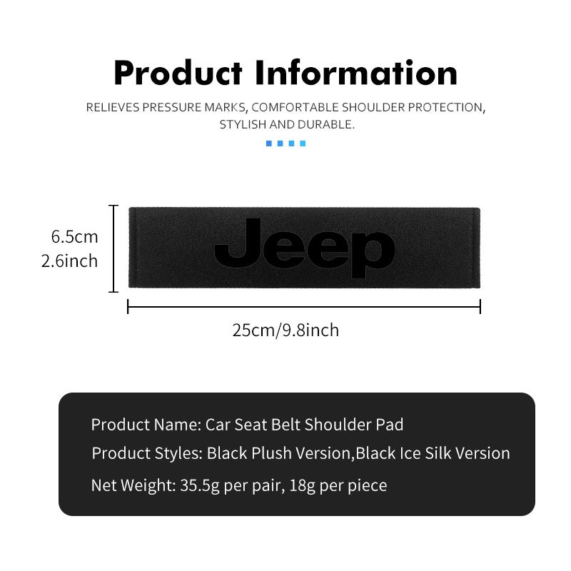 APK6 Universal Car Seat Belt Protector Shoulder Comfort Pad For Jeep Grand Cherokee Wrangler JK Renegade Gladiator Compass