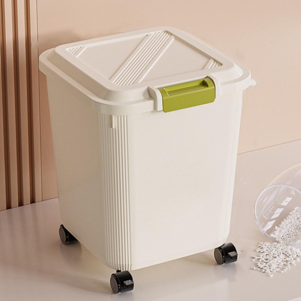 Insect Proof Pet Food Container with Wheel Rice Dispenser Durable Pet Food Storage Jar Flour
