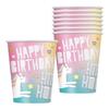Paper Unicorn Happy Birthday Party Cups (Pack of 8)