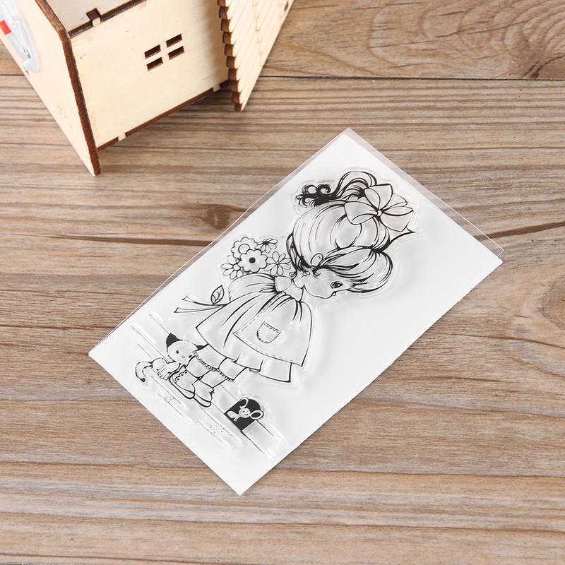 1 шт. штамп с изображением милых девушек и собак, прозрачный резиновый штамп для изготовления открыток для скрапбукинга, подарок ручной работы
