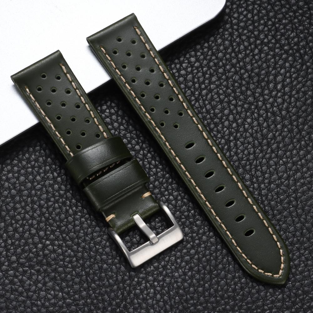 Handmade Cowhide Breathable Leather Watch Band 18mm 20mm 22mm 24mm Straps for Seiko for Omega Men's Strap Watchband Accessories